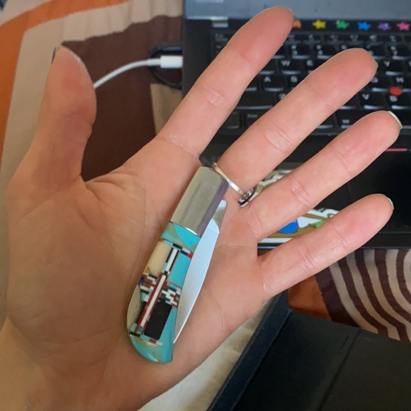 Southwestern Native Zuni Stone Inlay Pocket Tool - Picture 3 of 6